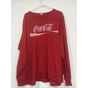 Vintage Coca Cola Single Stitch Long Sleeve T Shirt 3XL Red With White Print